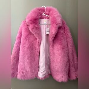 NWT Girls Pink fur coat Crewcuts size 14